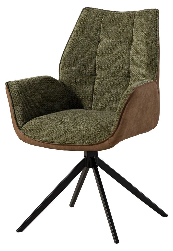 MASSIVMOEBEL24 Drehstuhl 61x61x89 braun / grün HENRI #101 Produktbild 