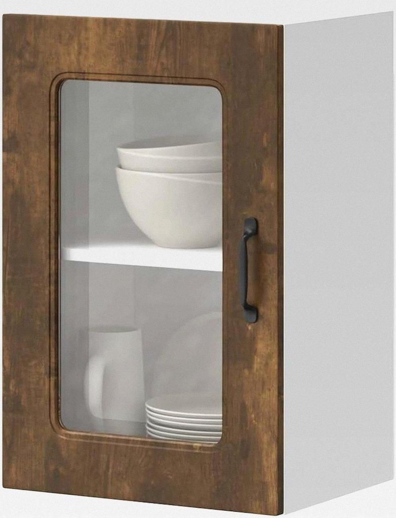 Küchen-Hängeschrank mit Glastür Kalmar Räuchereiche Holzwerkstoff Hängeschrank für Badezimmer Küche Wäscheraum
