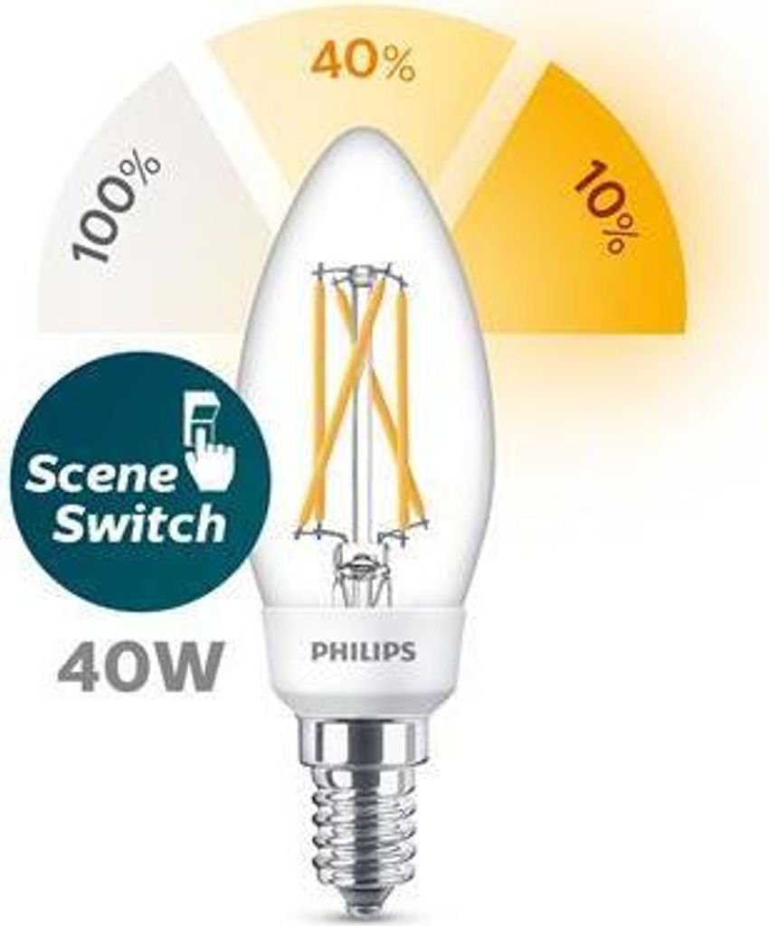 Philips LED Filament Leuchtmittel Kerze 5W = 40W E14 klar Produktbild 