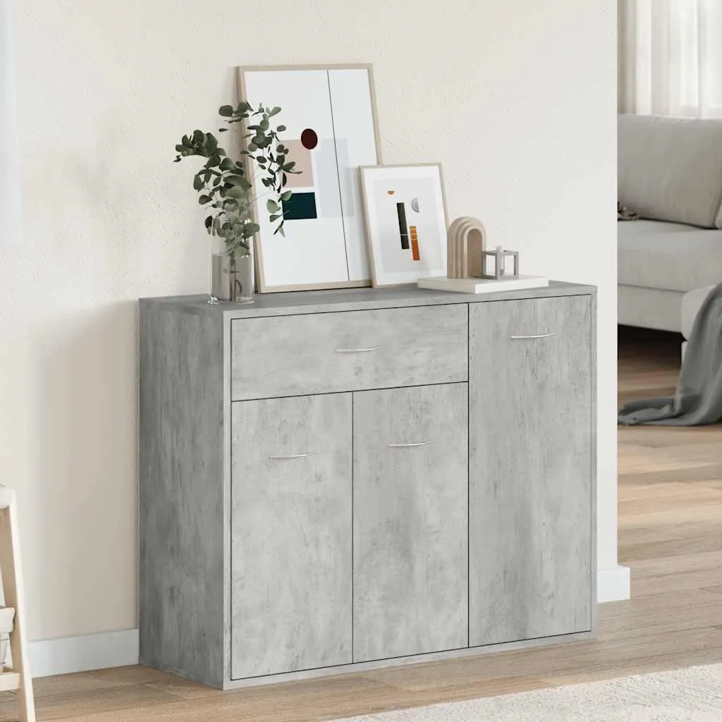 vidaXL Credenza grigio cemento 88x30x70 cm materiale a base di legno