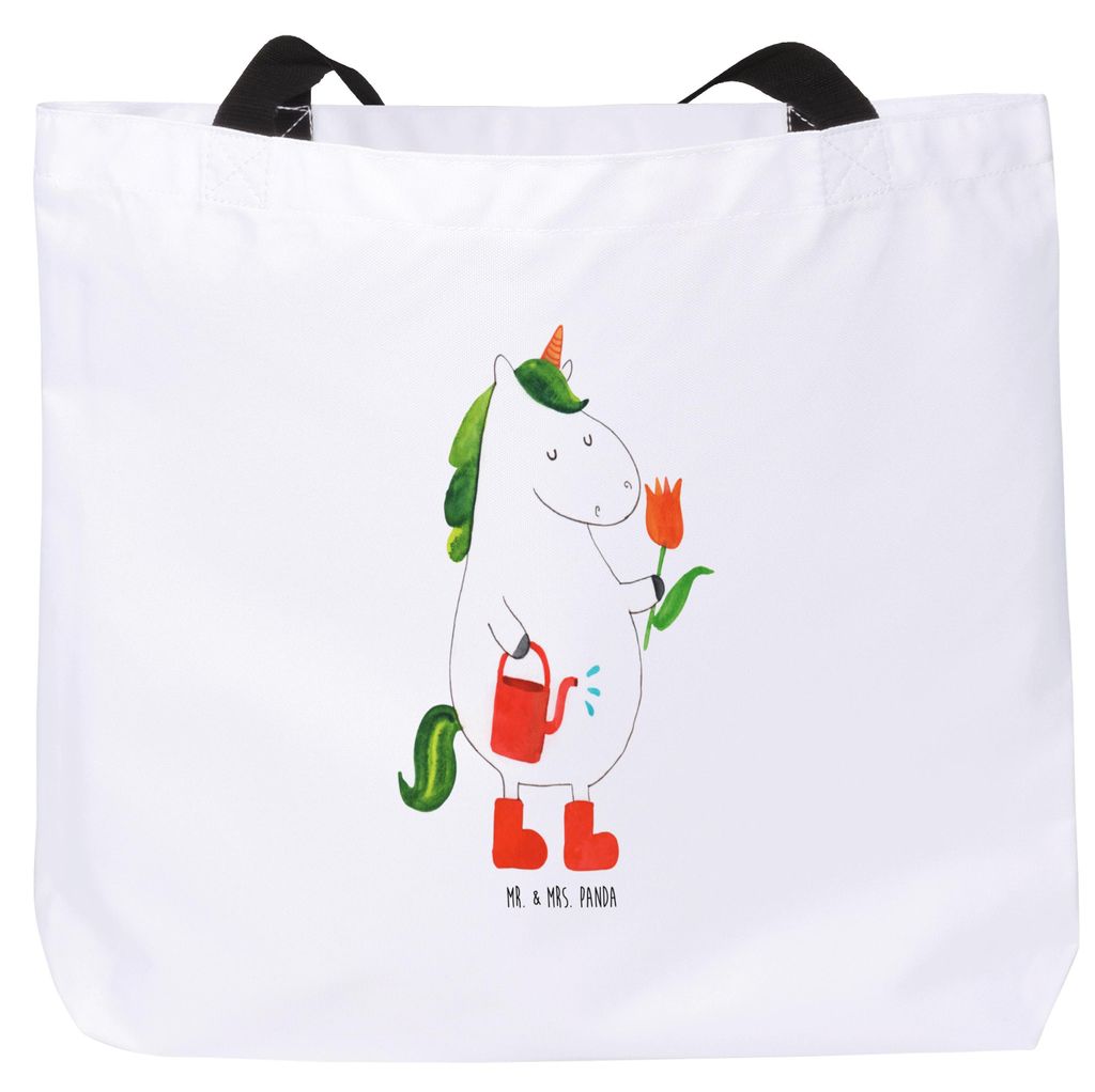 Mr. & Mrs. Panda Strandtasche Einhorn Gärtner - Weiß - Geschenk, Freude, Unicorn, Blume, Reisetasche, Stiefel, Tasche, Schultasche, Laptoptasche,...