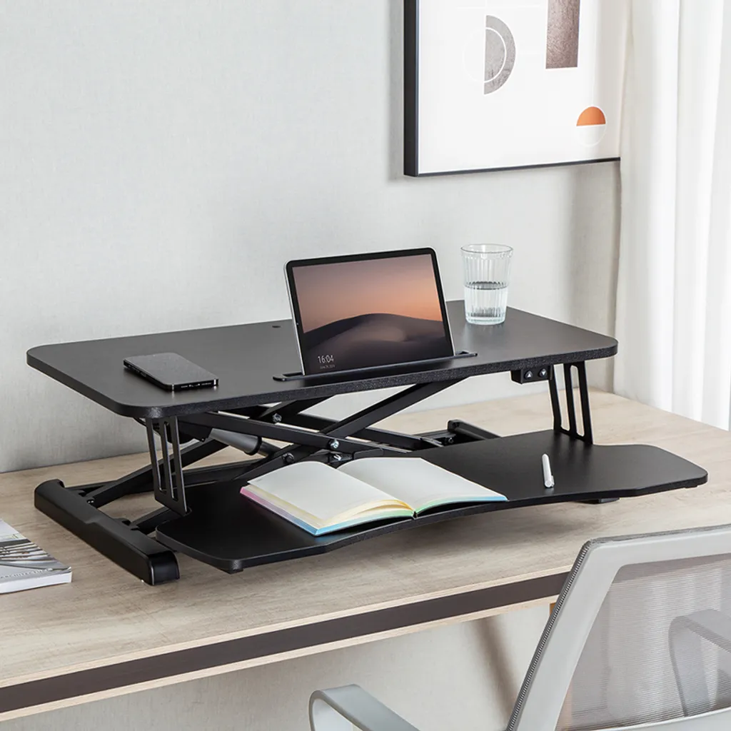 Bureau assis-debout motorisé LogiLink avec tablette clavier intégrée
