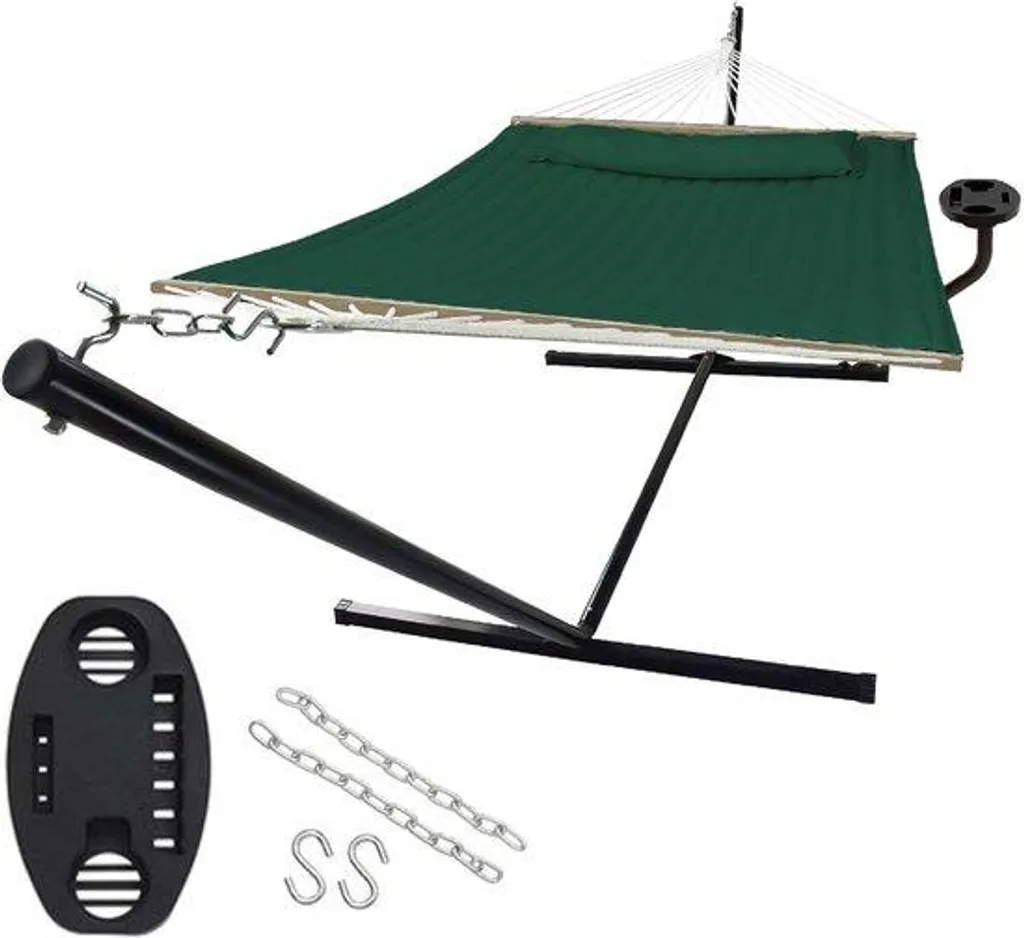 Grand hamac de jardin 2 places avec support et tablette d'appoint Zen