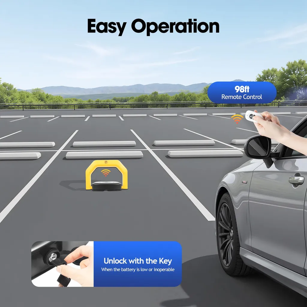 Bloque parking télécommandé jaune IP67 - Protection robuste étanche