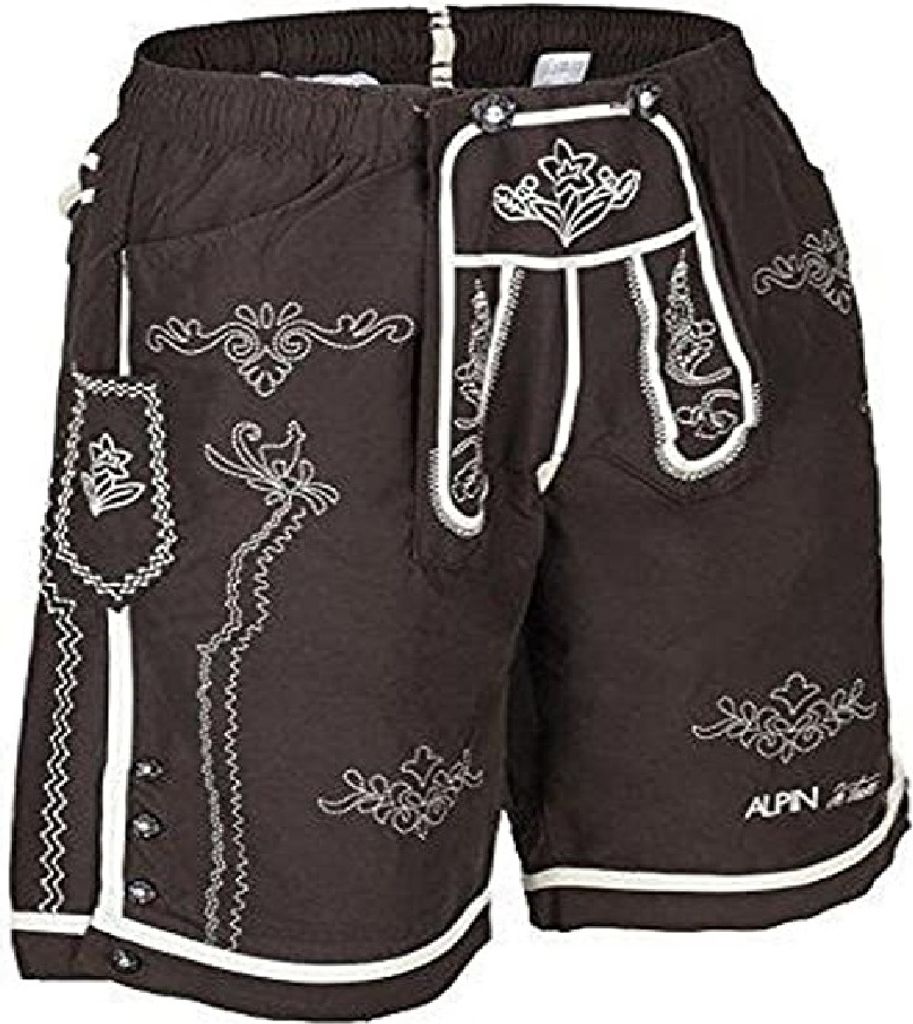 Badeshort Badehose LEDERHOSE, braun, Größe S