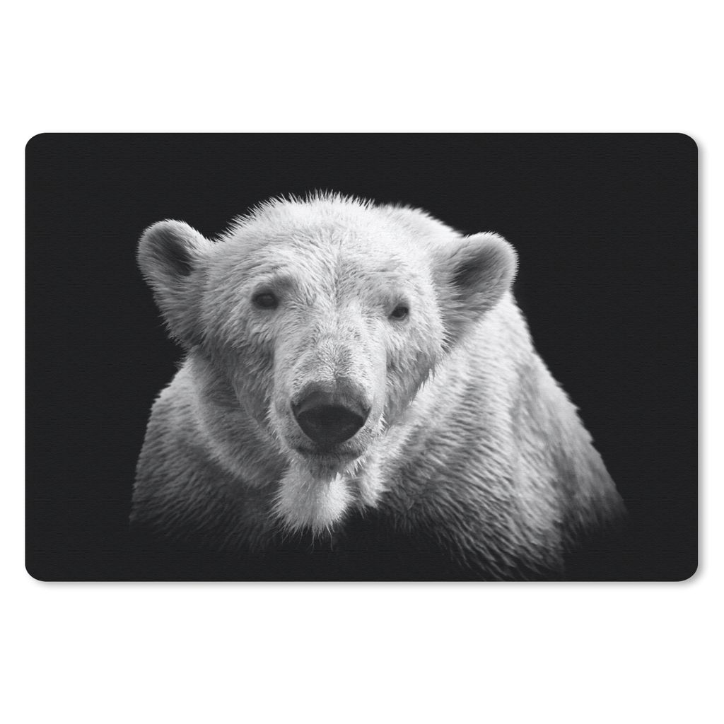 MuchoWow Schreibtischunterlage Eisbär - Tier - Schwarz - Weiß 60x40 cm - XXL Mauspad - Großes Mauspad