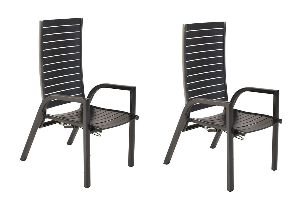 Merxx Gartensessel Siros 2er Set, Rückenlehne durch Gasdruck verstellbar - Aluminium