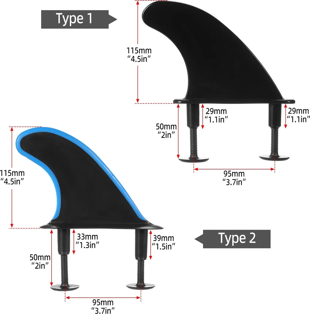 Dérives de surf souples 4,5 pouces pour longboard et planches de surf soft - 3