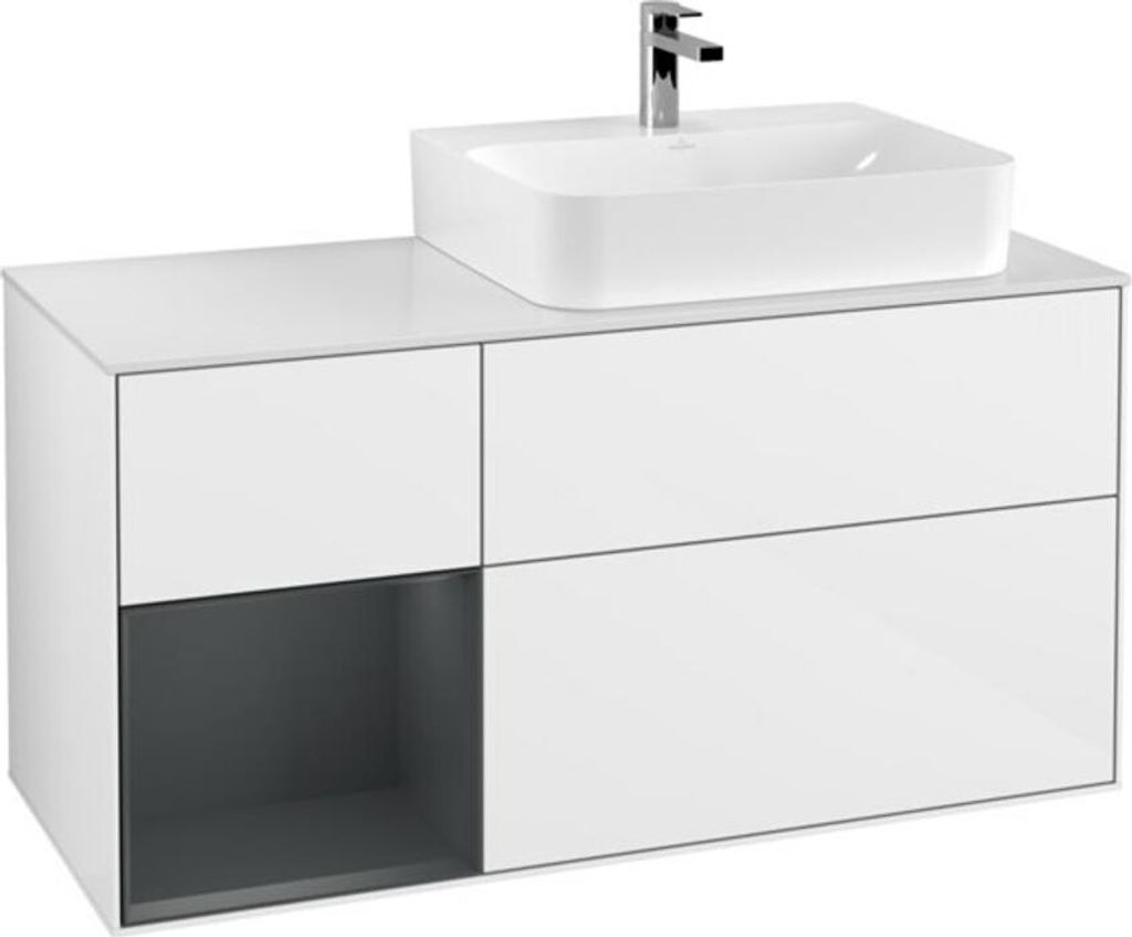 V&B Waschtischunterschrank Wandbeleuchtung Finion 120cm, Pl w m, Rg l md b m La, g wh. Lac
