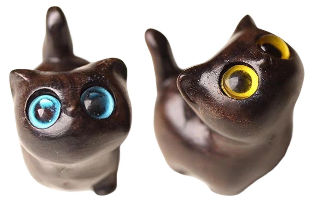 Handgefertigte schwarze Katzenskulptur, kleine Cartoon-Katzenskulptur, rustikale Mini-Katzenfigur, niedliche Heimdekoration, Geschenk für Katzenli...