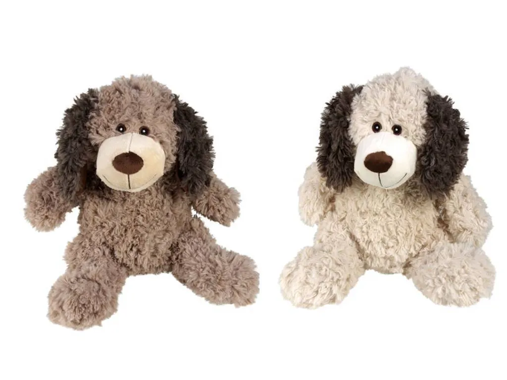 Peluche chien assis 28 cm - Jouet d'éveil premier âge en textile doux