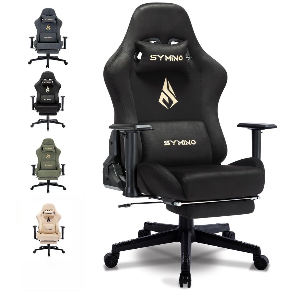 Gaming-Stuhl schwarz Samt ergonomisch, Produktbild 