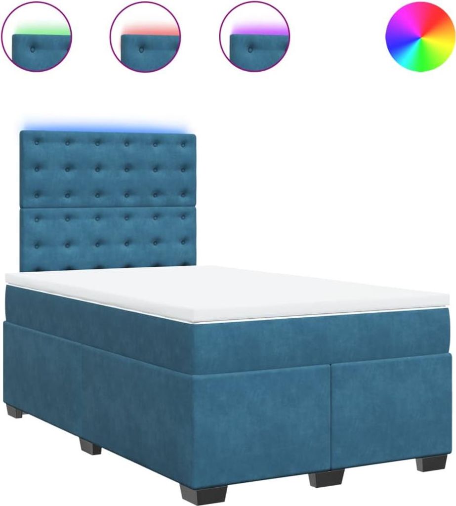 vidaXL Boxspringbett mit Matratze Blau 120x190 cm Samt Produktbild 