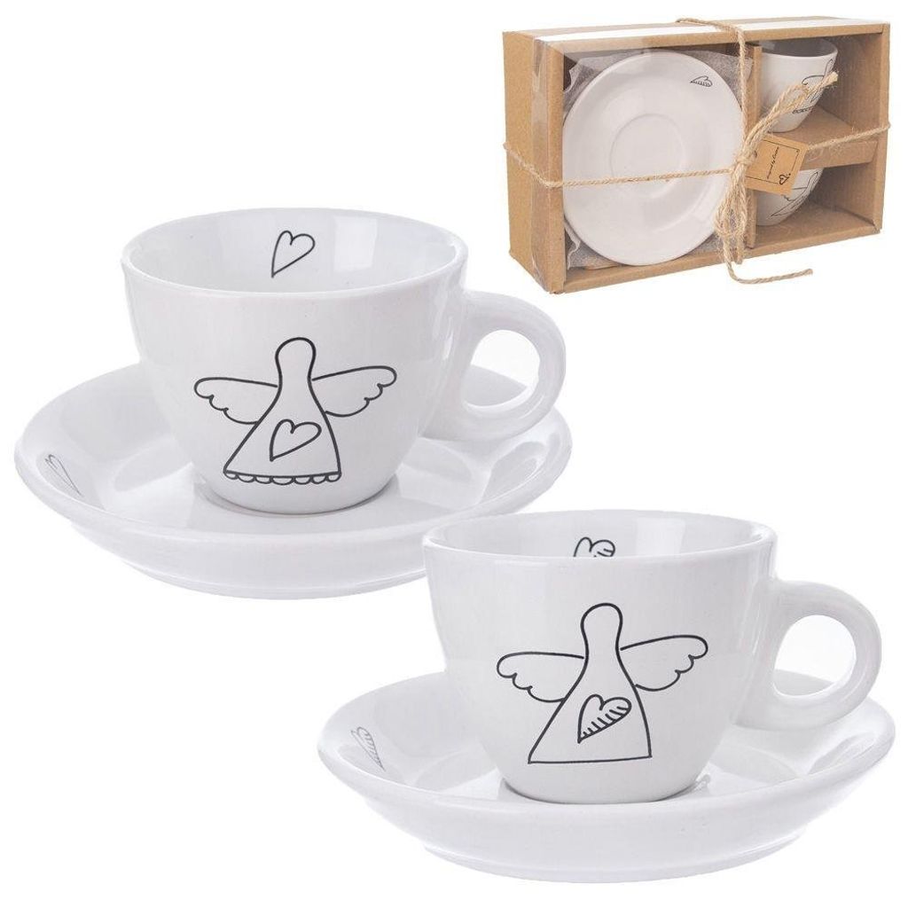 ORION Kaffeetasse ESPRESSO-TASSE aus weißem Porzellan 90 ml 2 Stück