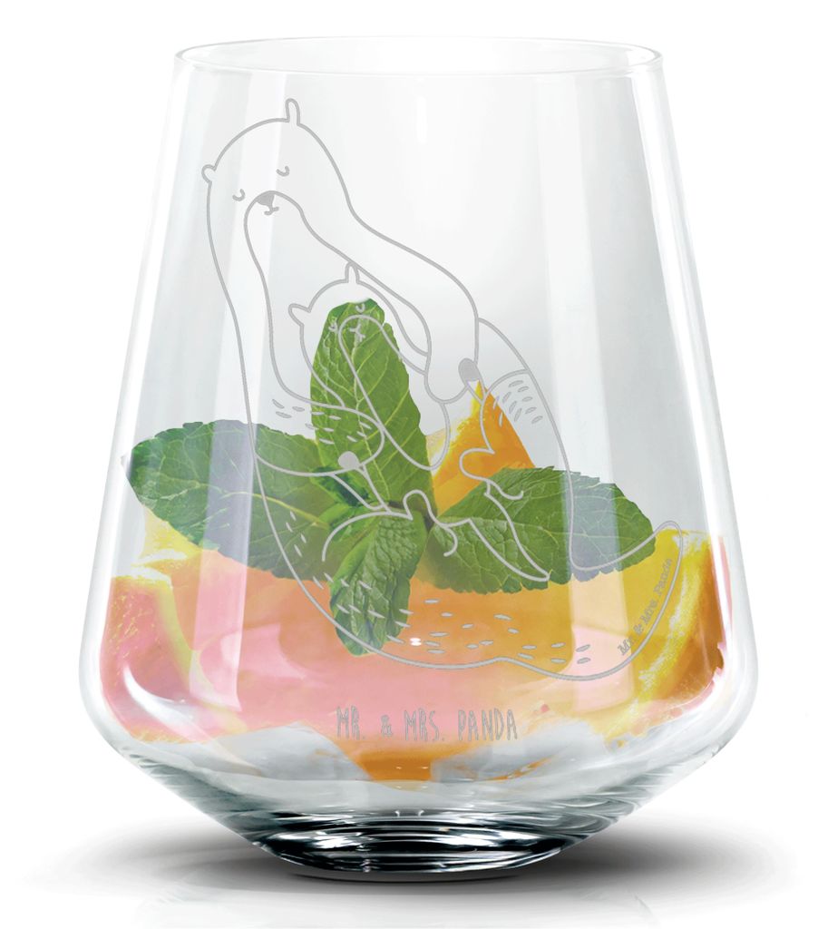 Mr. & Mrs. Panda Whiskyglas Otter Kind - Transparent - Geschenk, Longdrinkglas, Baby, Cocktailglas, Tumbler, Geburt, Familie, Trinkglas, Mama, Mart...