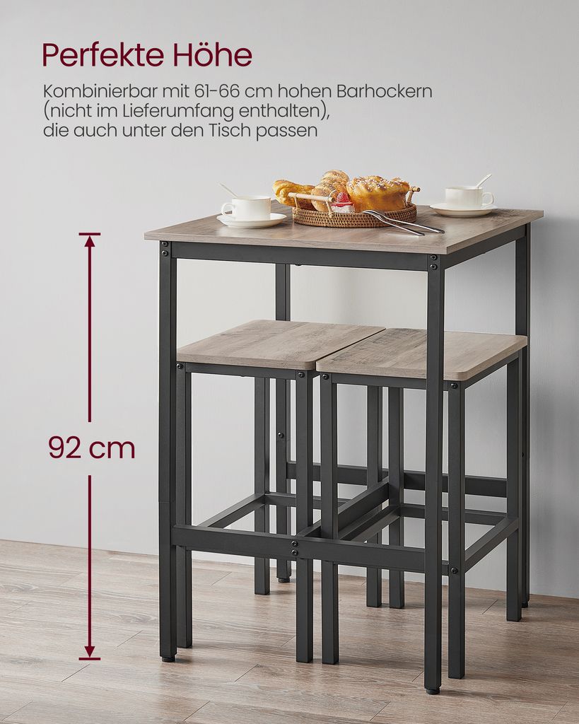 VASAGLE Bartisch Küchentisch, Stehtisch, 60 x 60 x 92 cm, Produktbild 4
