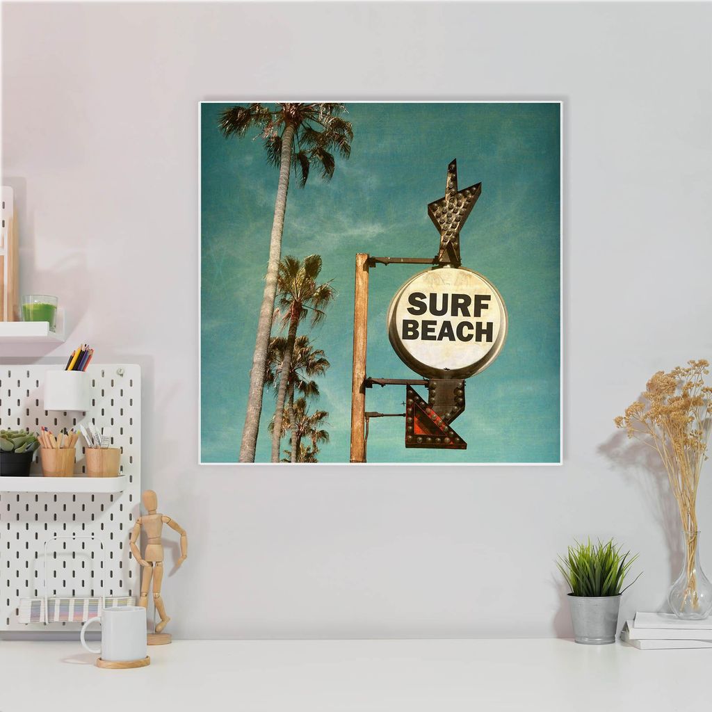 Design Stahlmagnettafel Quadratisch 50x50cm Surf Beach