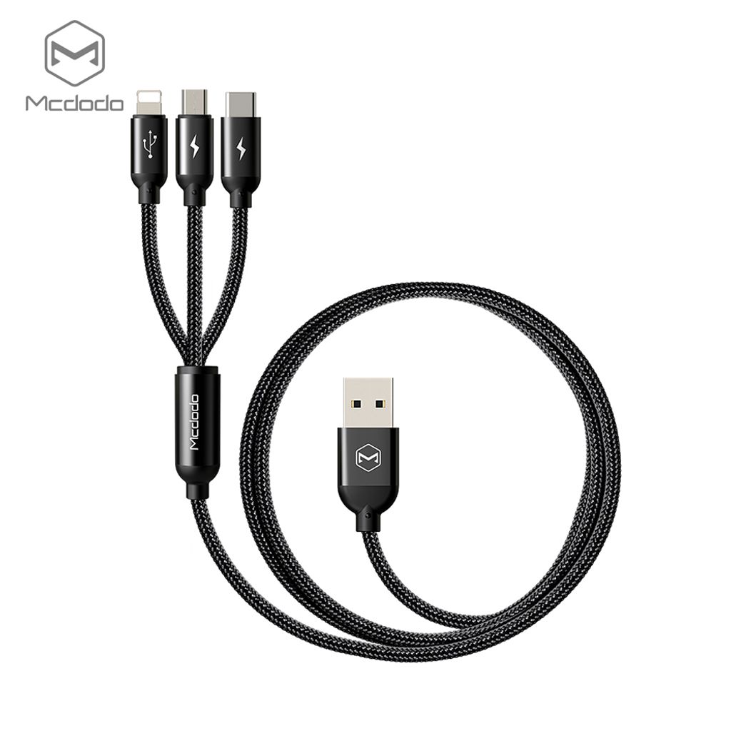 Kabel Mcdodo 3 w 1, Lightning / MicroUSB / USB C, 3A, 1,2 Zdjęcie produktu 