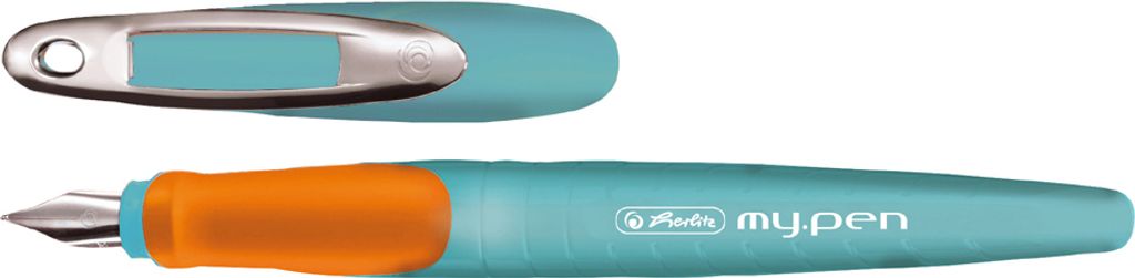 Herlitz Füller my.pen türkis/orange, Orange, Türkis, Kartuschenfüllsystem, Blau, Metall, Kunststoff, Medium, 1 Stück(e)