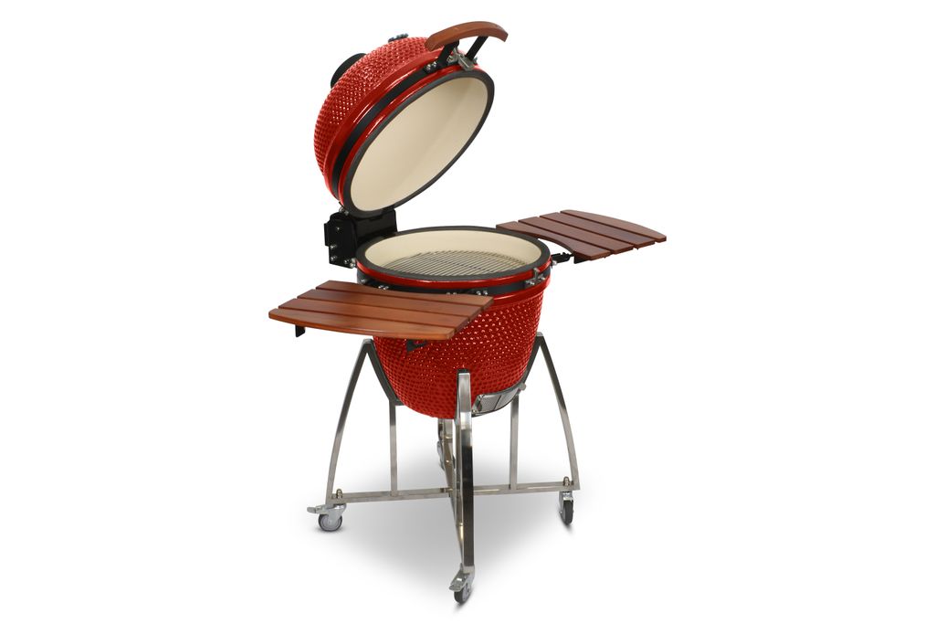 Kamado CL-21 Profi Keramik Grill Rot, Grilldurchmesser 55cm, Grillrostdurchmesser 46cm, BBQ Grillei Holzkohlegrill Grill Keramikgrill