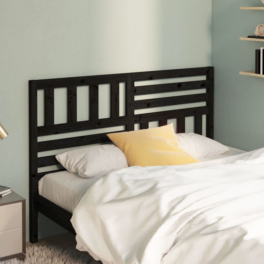 "Rabatt" Bettkopfteil modern - Kopfteil für Bett - Schwarz 126x4x100 cm Massivholz Kiefer - Kopfteile CC21129