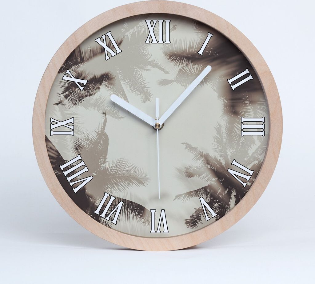 Holzuhr 30fi cm wanduhr - weiße Spitzen - Palmen