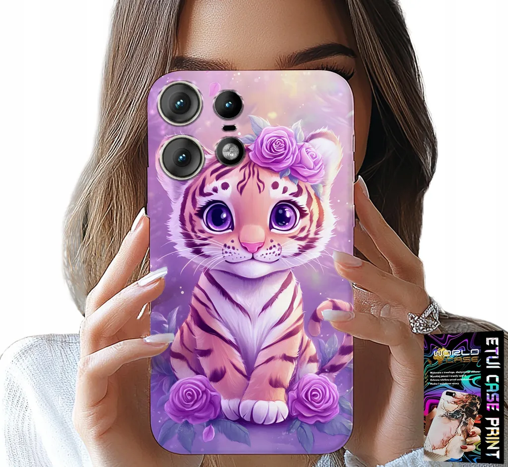 Motorola Edge 50 Pro Cover - Design Tigre Rosa e Tecnologia Lamina