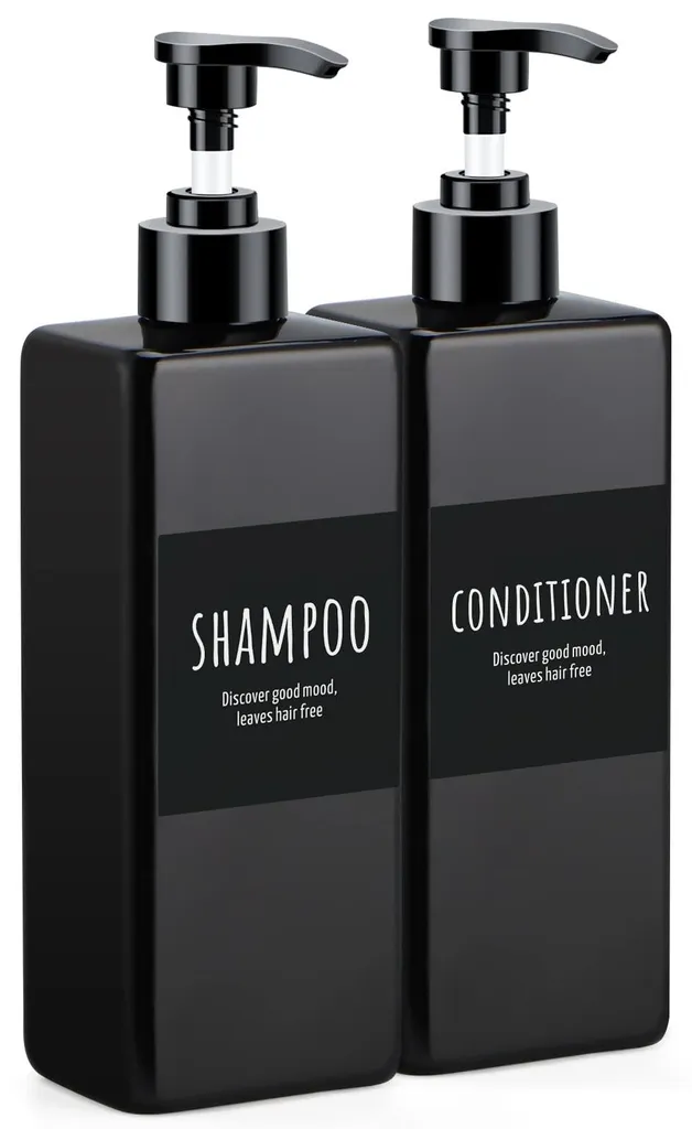 Duo de distributeurs savon noir transparent 500ml plastique recyclable
