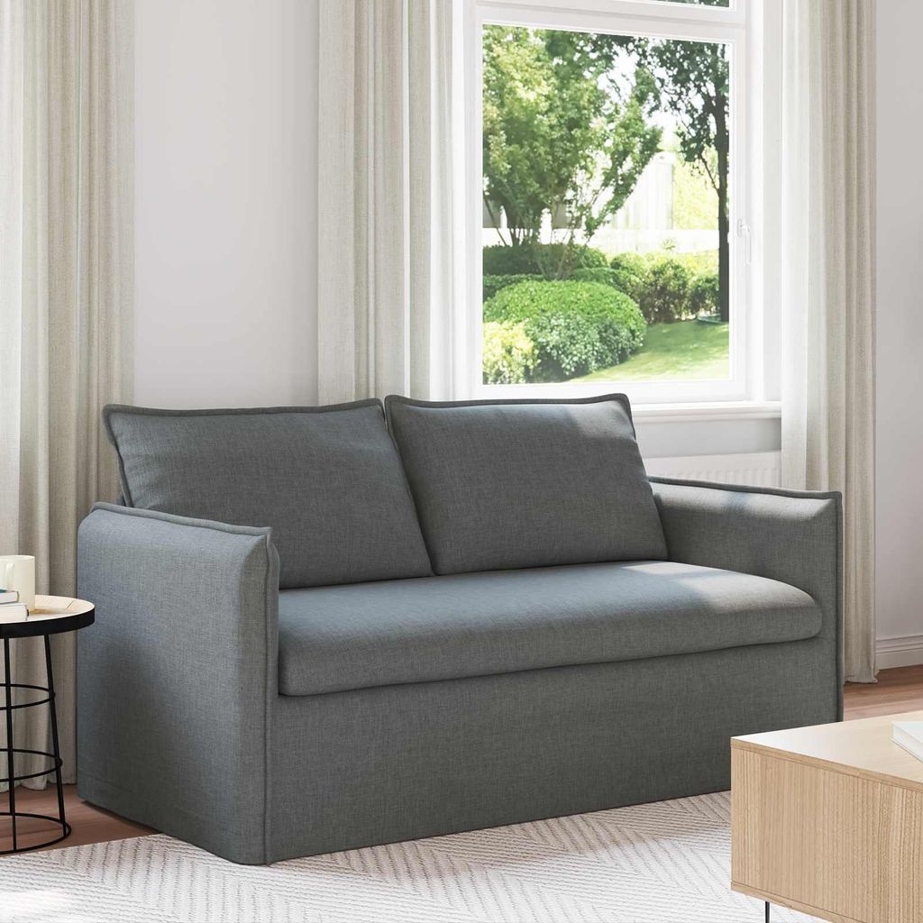 HOMMIE 2-Sitzer Sofa Couch 140cm - elegantes Design - Doppelsofa - Lounge Sofa - Dunkelgrau Metall Promotion883792 - Klassische Sofas