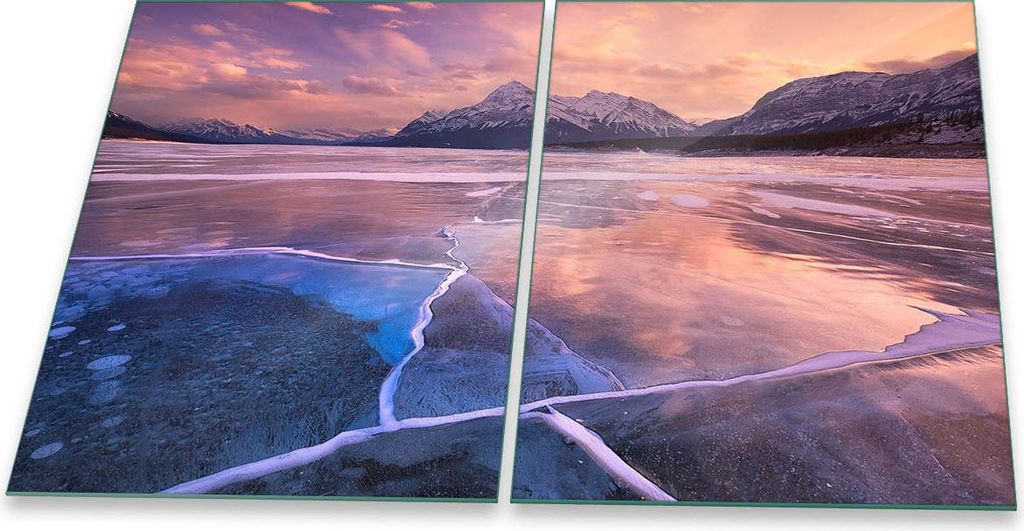 Herdabdeckplatte Glaskeramik 2-Teilig 2x40x52 Meer Violett Abdeckung Spritzschutz Glas