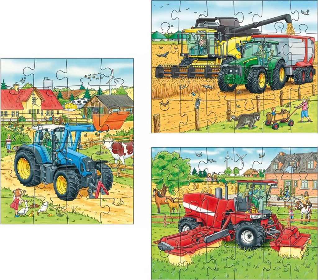 Puzzles Tracteur & Co. 3 motifs de 24 pièces chacun Image du produit 