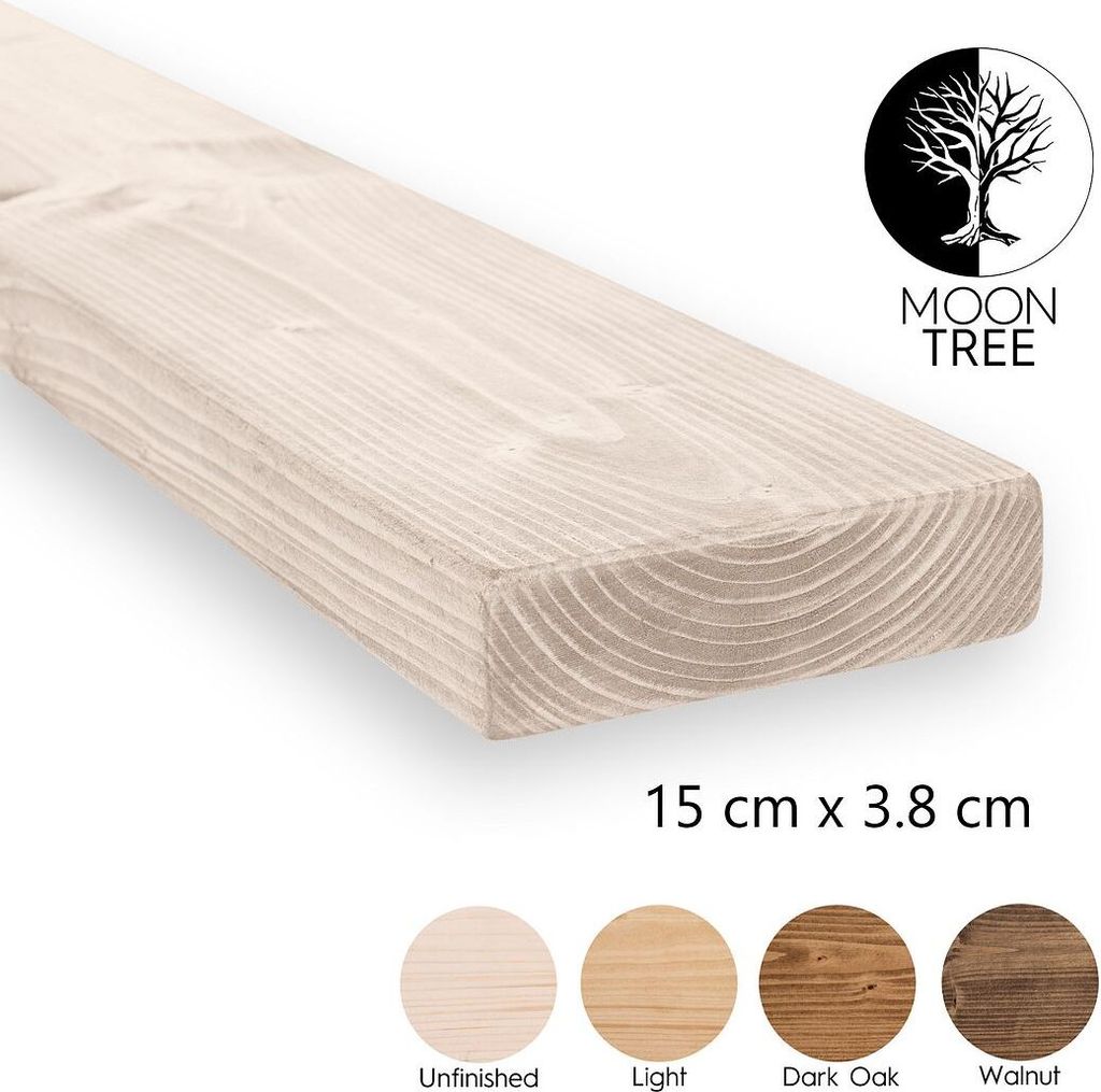 MoonTree | rustikales Wandregal aus Holz Alta, 130cmx15cmx3.8cm, Unwaxed | Hängeregal, Regalboden, Wandregal Holz für Wohnzimmer, Küche & Flur