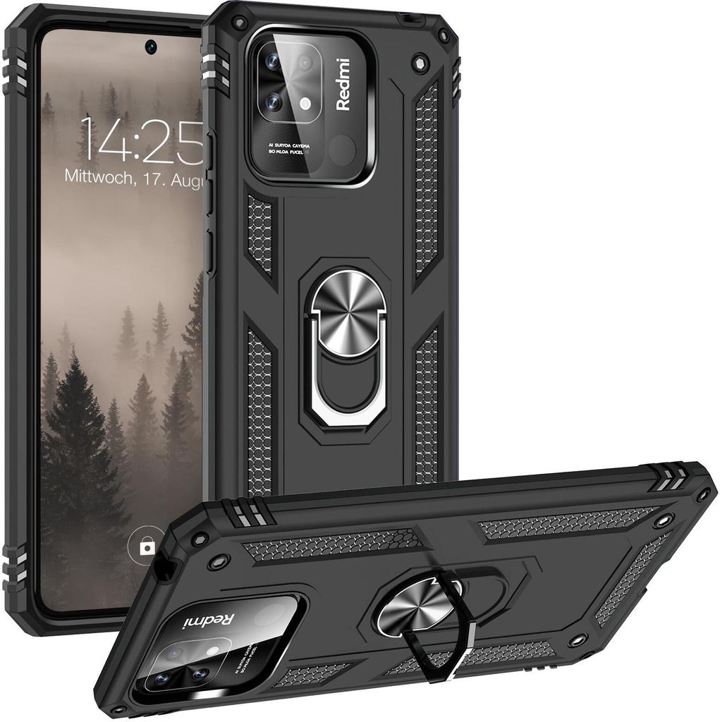 Armor Outdoor Handyhülle für Xiaomi Redmi 10C Handy Panzer Case Cover Schutzhülle Farbe: Schwarz