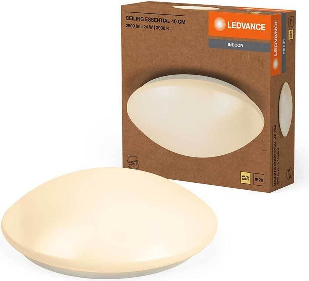 Ledvance LED Deckenleuchte Wandlampe Ceilling Essential Weiß Ø40cm 24W 1920lm warmweiß 3000K