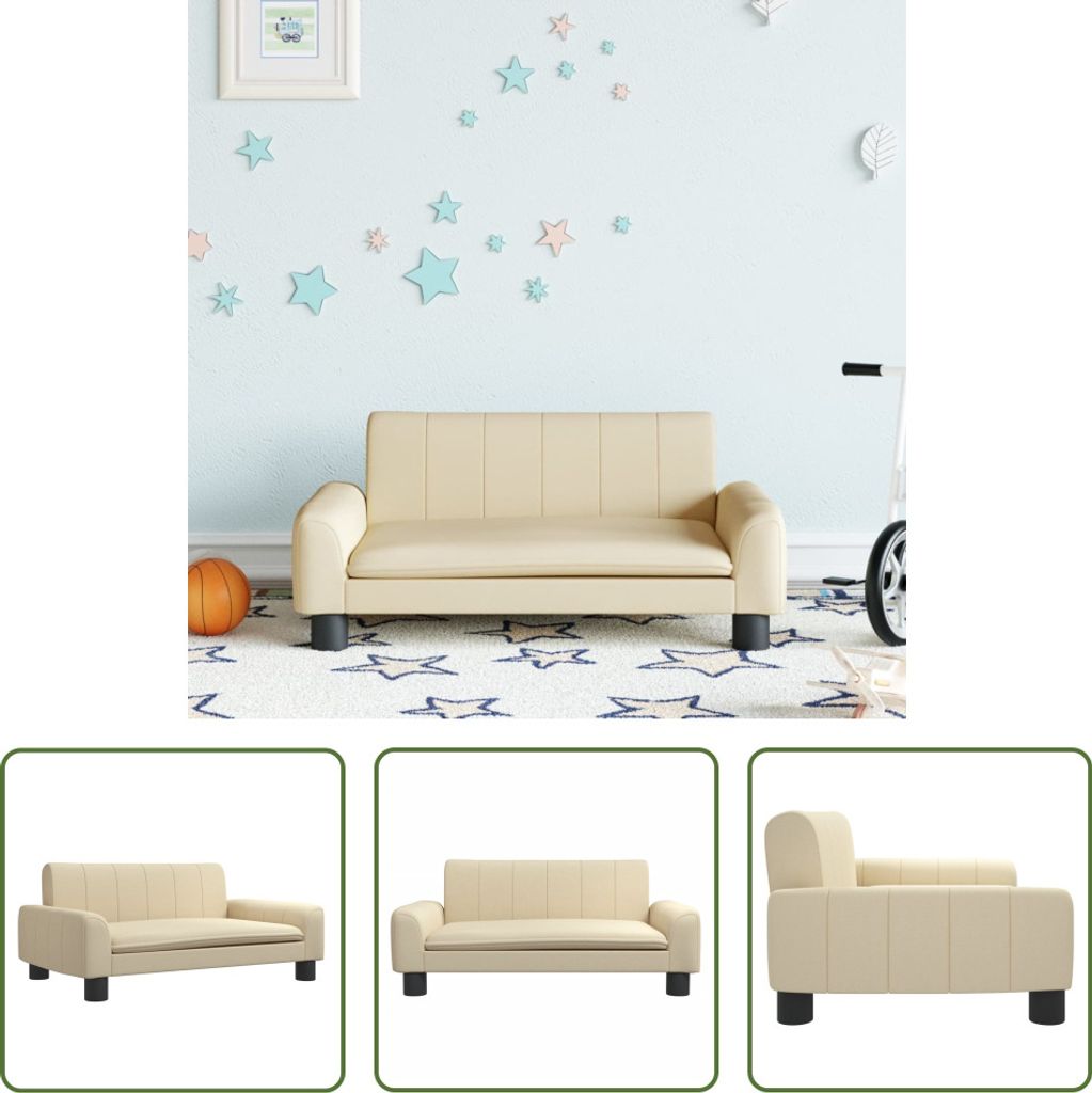 The Living Store Kindersofa Creme 70x45x30 cm Stoff