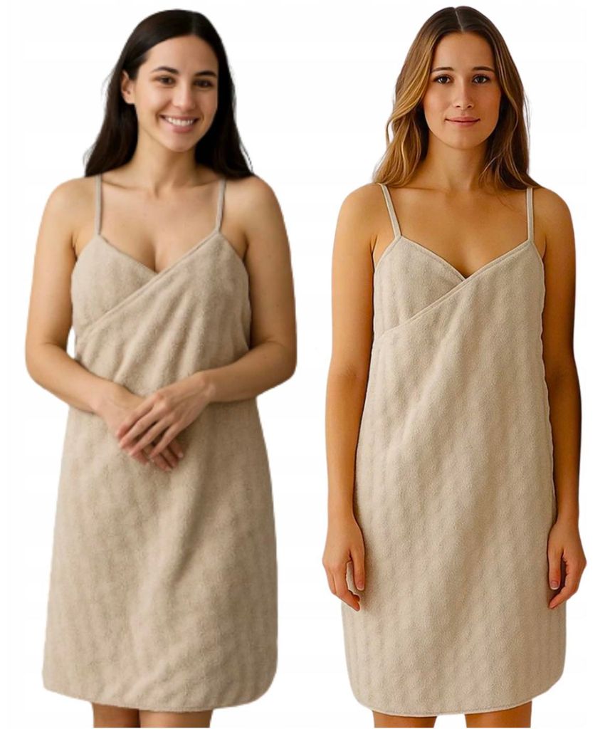 Damen Saunatuch 70×160 cm – Bade-Pareo / Spa-Handtuch zum Umwickeln in Beige