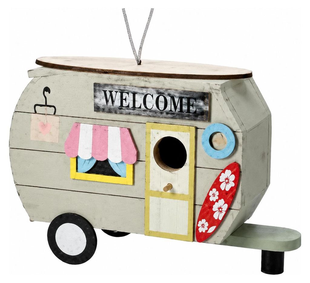 Vogelhauschen „Caravan“ - Farbmix - Holz - beige/grun - 24 Produktbild 