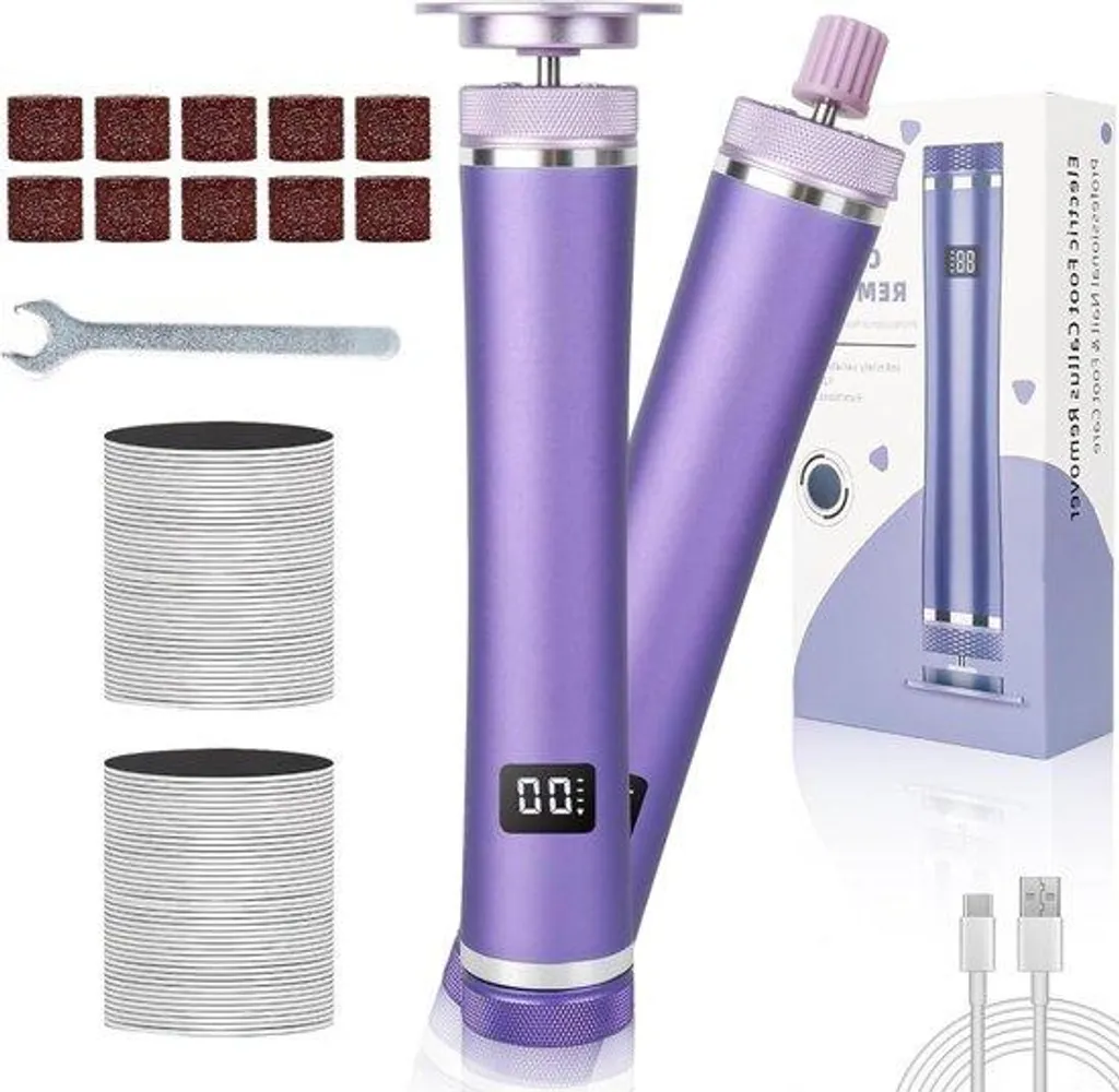 Râpe à pieds électrique violette pour pédicure et élimination corne