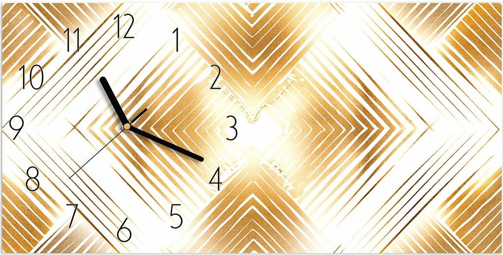 Wanduhr aus Glas mit Motiv Geometrisches Muster- 60 x 30 cm - inkl. Aufhängesystem