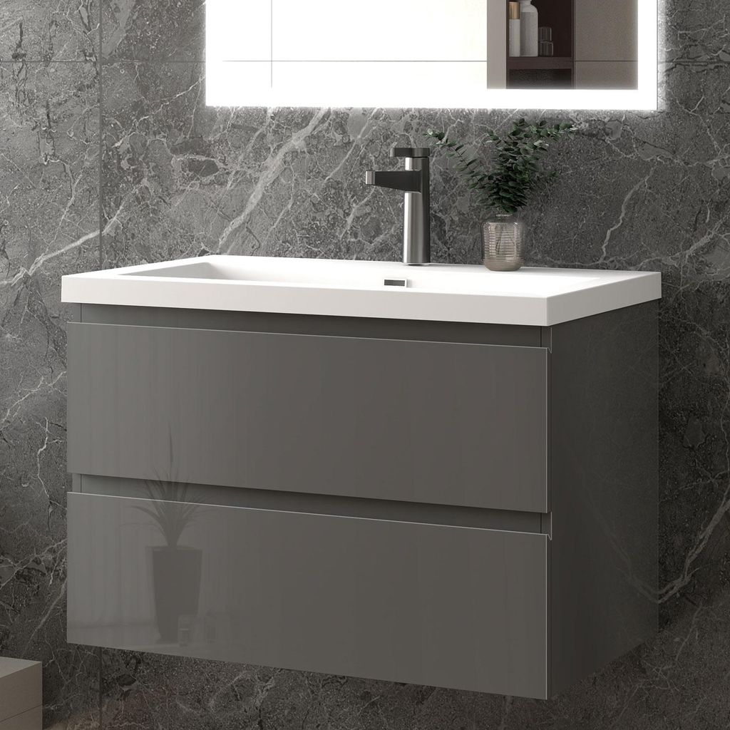80 cm Badmöbel-Set Unterschrank mit Rechteckiges Produktbild 