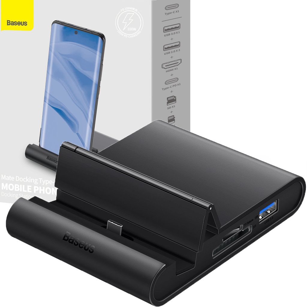 Baseus Mate Telefon-Dockingstation USB Type C HUB schwarz Produktbild 