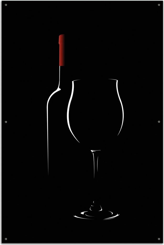 Wallario Outdoor-Poster für Garten oder Balkon, Motiv Rotwein bei Nacht, in ca. 61 x 91,50 cm