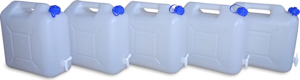5 Stück 15 Liter 15 L Wasserkanister (WK) inkl. Auslaufhahn Produktbild 