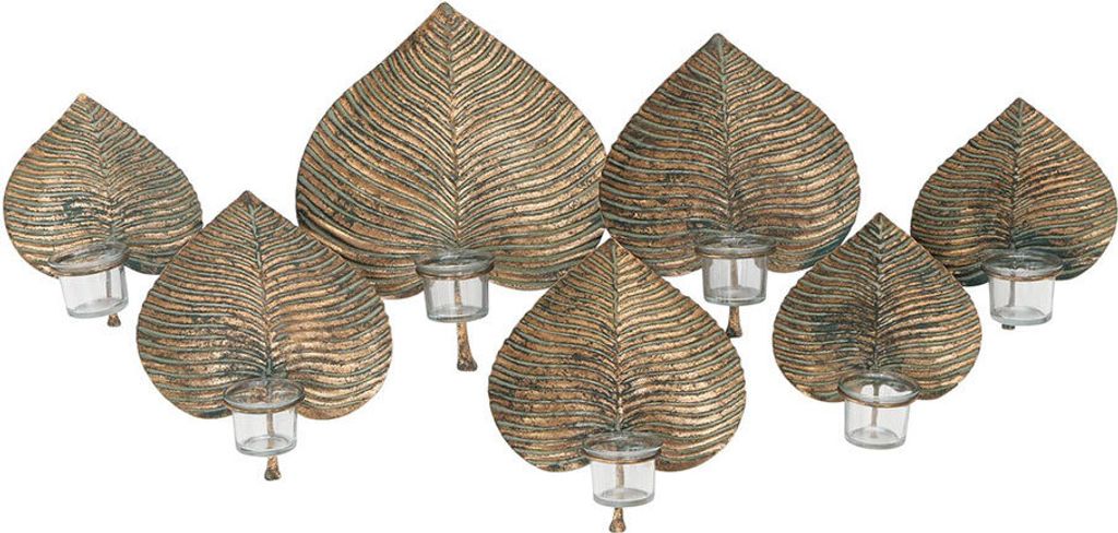 Wandobjekt, Blätterform, 7x Kerzenhalter, B 87 cm