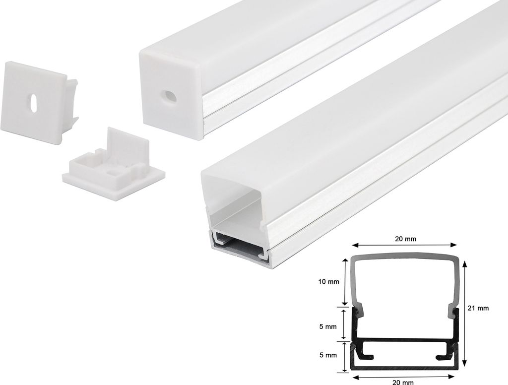 2m Alu Profile Alu Schiene Profil mit Milchglas Abdeckung Kanal System für LED-Streifen Profil H mit Milchglas Abdeckung