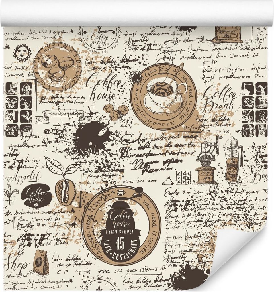 10m VLIES TAPETE Rolle Esszimmer Kaffee Kaffeebohnen Kaffemühle Retro XXL
