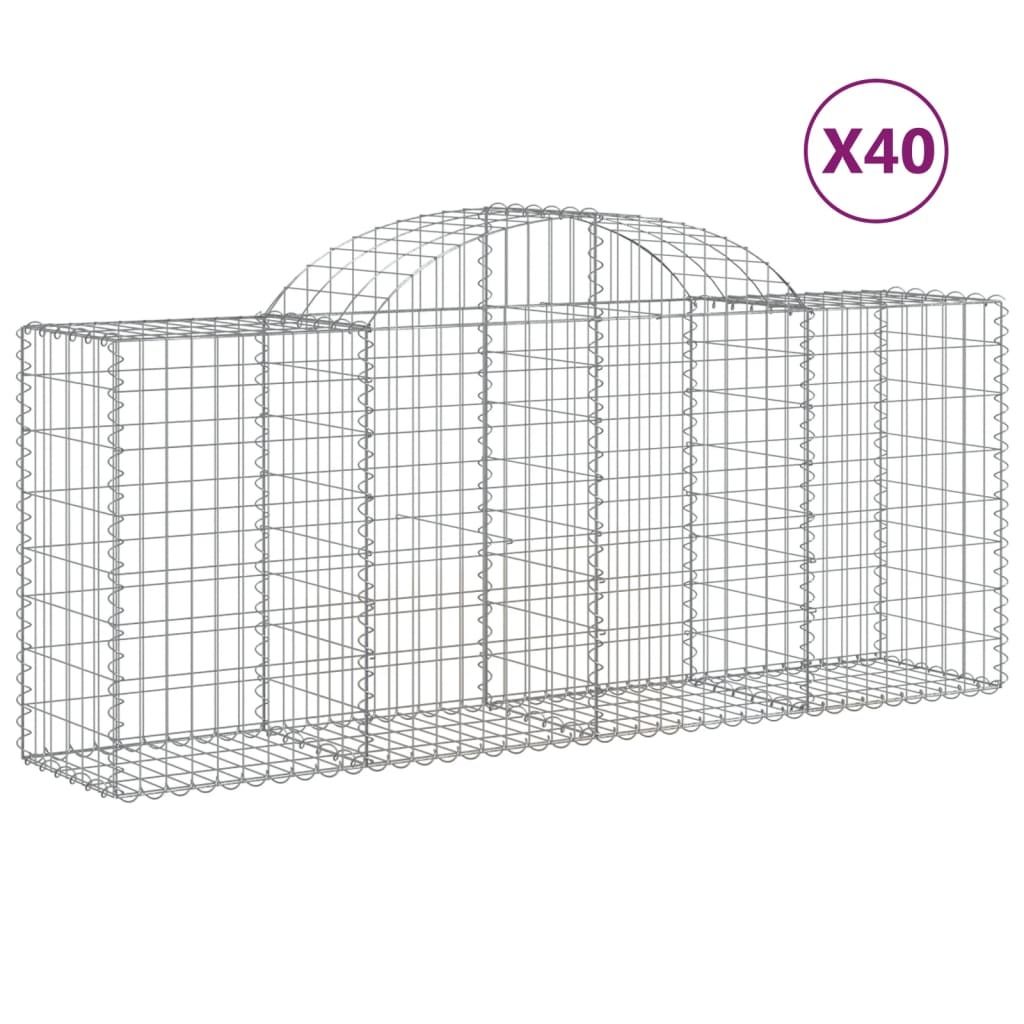 Gabionen mit Hochbogen 40 Stk. 200x50x80/100cm Verzinktes Eisen