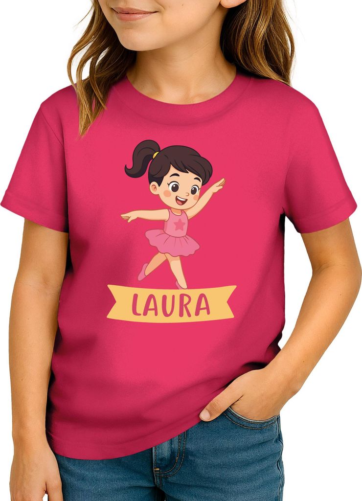 Kinder T-Shirt Mädchen Ballett personalisiert mit Name Tanz Shirt für kleine Ballerinas Moonworks