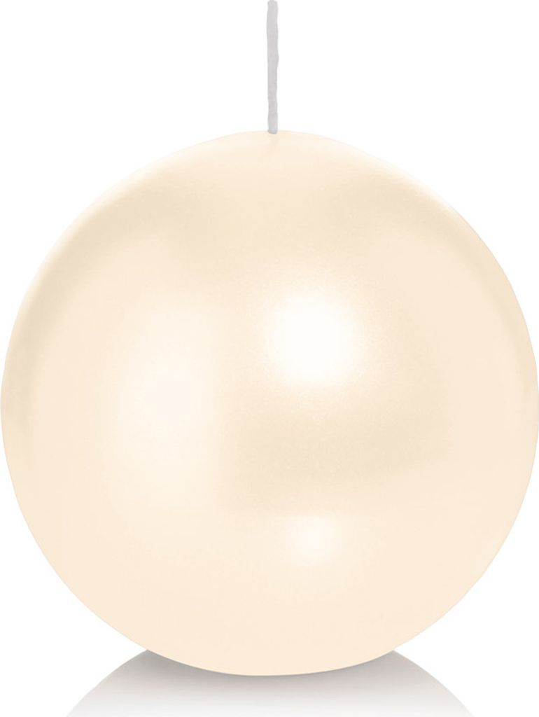 Wiedemann Kerzen Kugelkerzen Creme (Beige) Ø 100 mm, 6 Stück, rußarm, tropffrei, hochwertiger Docht