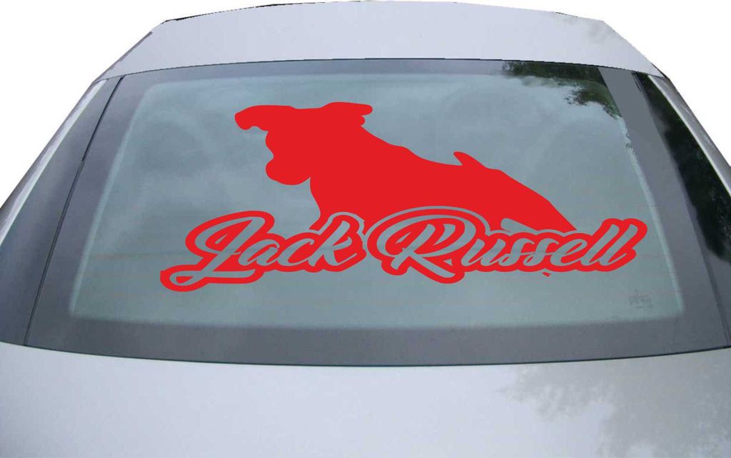 Indigos UG - Aufkleber Heckscheibe & Motorklappe DE7130 - rot - 600x233 mm - Jack Russell Terrier mit Name - Auto Scheiben Fenster Heckklappe Tunin...